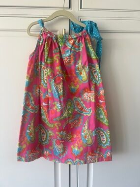 Kelly's Kids Pink Paisley Casual Dress with Turquoise Tie